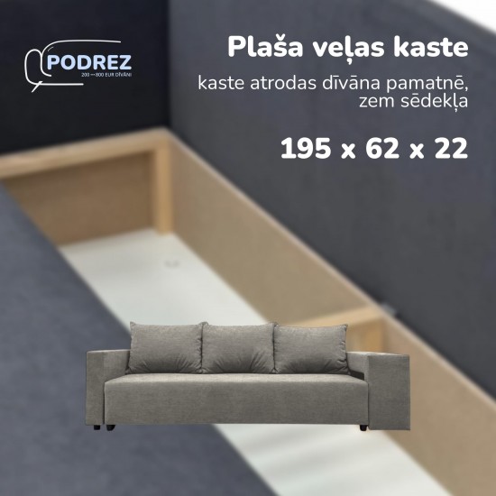 Double sofa bed bed with table and poufs Light gray