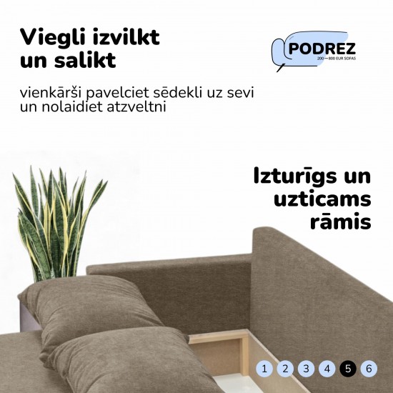 Double sofa bed bed with table and poufs Beige