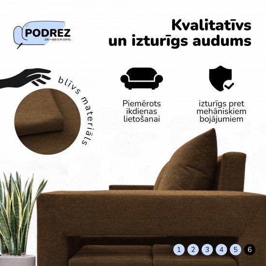 Double sofa bed bed with table and poufs Brown