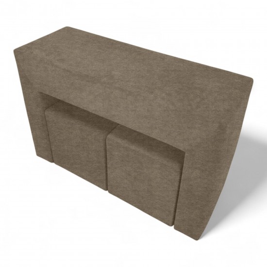 Table, armrest and two poufs Beige