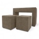 Table, armrest and two poufs Beige