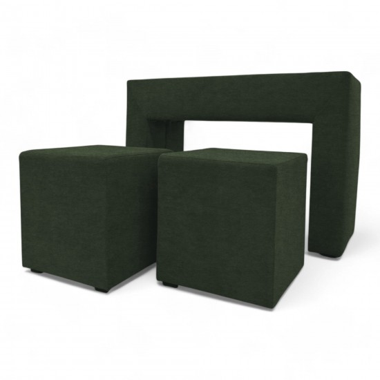 Table, armrest and two poufs Turquoise green