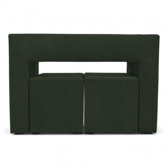 Table, armrest and two poufs Turquoise green