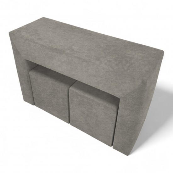 Table, armrest and two poufs Light gray