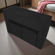 Table, armrest and two poufs Graphite