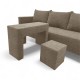 Double sofa bed bed with table and poufs Beige