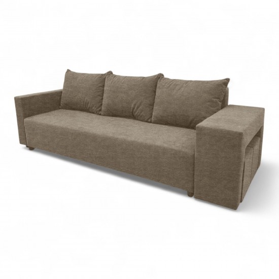 Double sofa bed bed with table and poufs Beige
