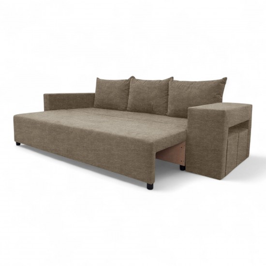Double sofa bed bed with table and poufs Beige