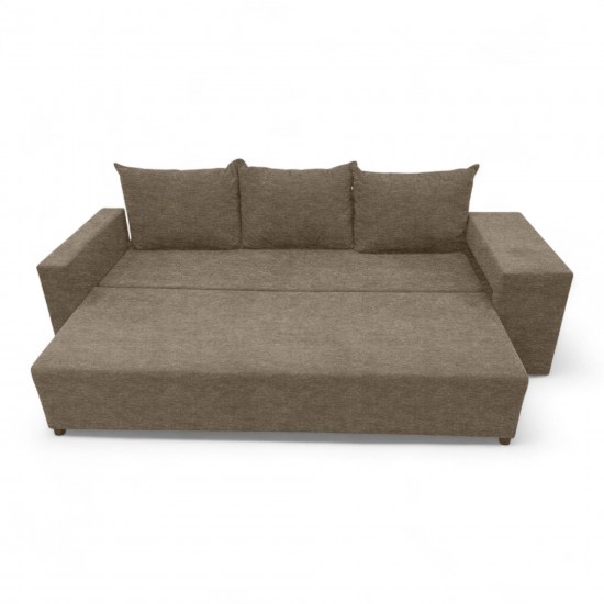 Double sofa bed bed with table and poufs Beige