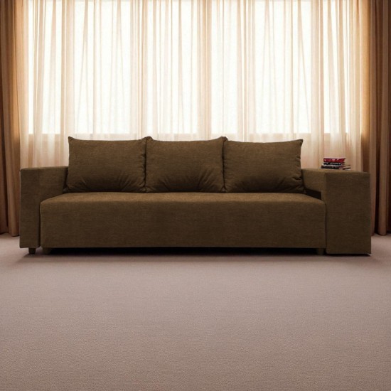 Double sofa bed bed with table and poufs Brown