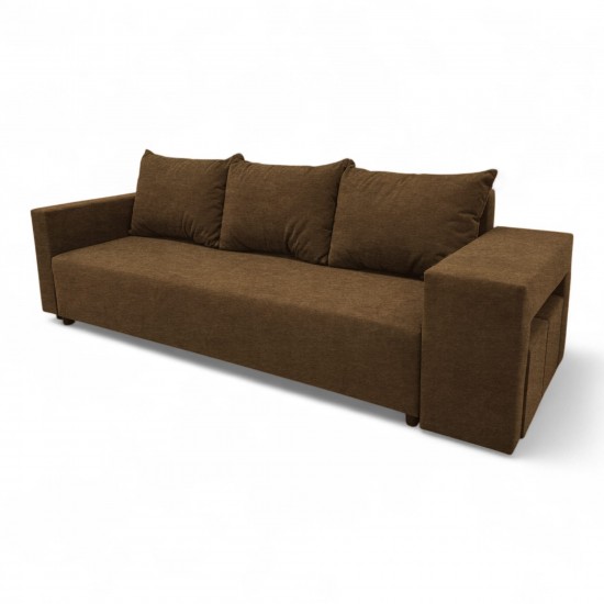 Double sofa bed bed with table and poufs Brown