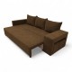 Double sofa bed bed with table and poufs Brown