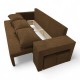 Double sofa bed bed with table and poufs Brown