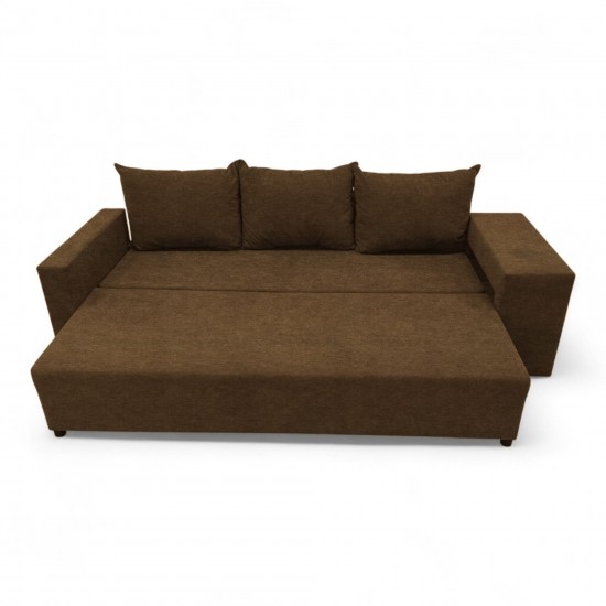 Double sofa bed bed with table and poufs Brown