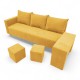 Double sofa bed bed with table and poufs Yellow