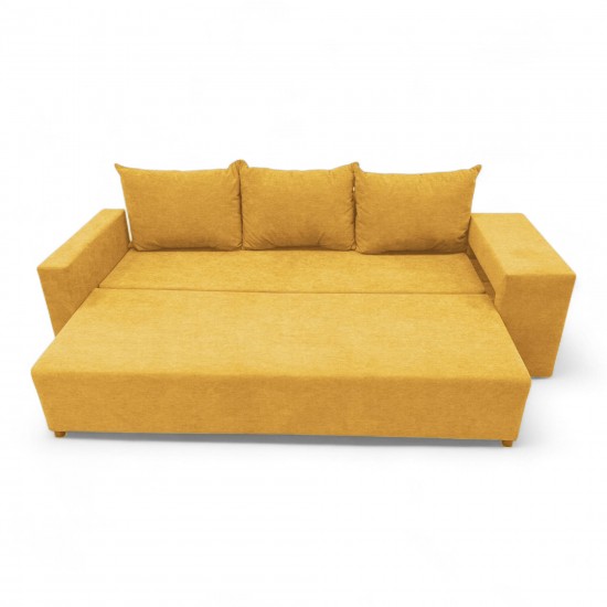 Double sofa bed bed with table and poufs Yellow