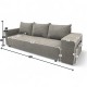 Double sofa bed bed with table and poufs Light gray
