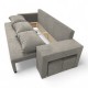 Double sofa bed bed with table and poufs Light gray