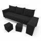 Double sofa bed bed with table and poufs Graphite