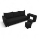 Double sofa bed bed with table and poufs Graphite