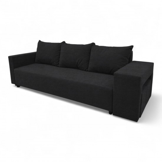 Double sofa bed bed with table and poufs Graphite