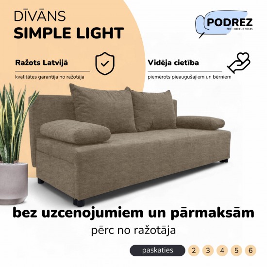 Double sofa bed bed without armrests Beige