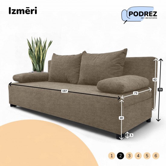 Double sofa bed bed without armrests Beige