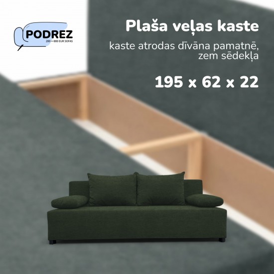 Double sofa bed bed without armrests Turquoise green