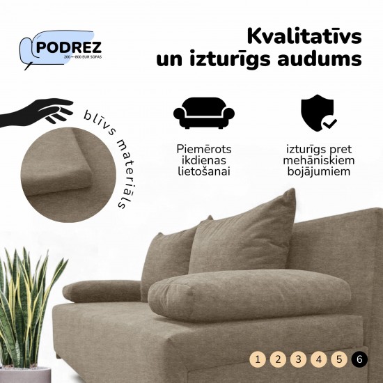 Double sofa bed bed without armrests Beige