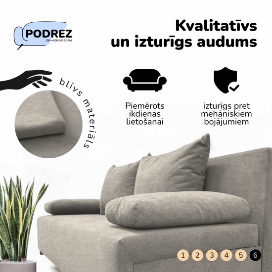 Double sofa bed bed without armrests Light gray