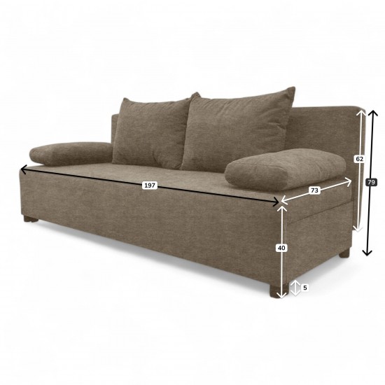 Double sofa bed bed without armrests Beige