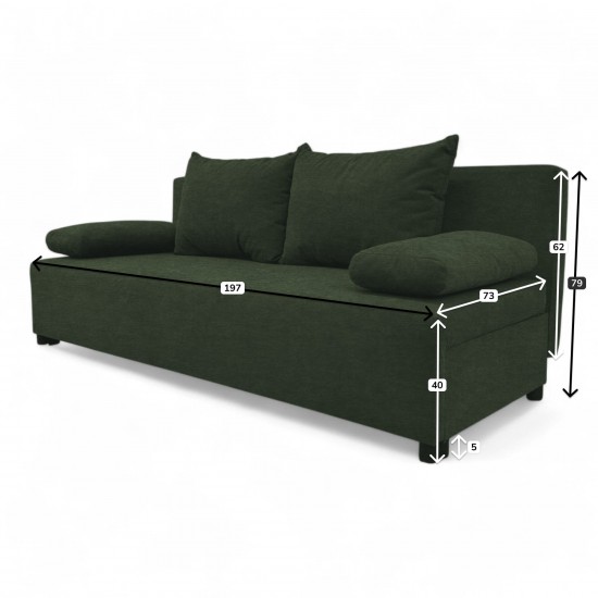 Double sofa bed bed without armrests Turquoise green