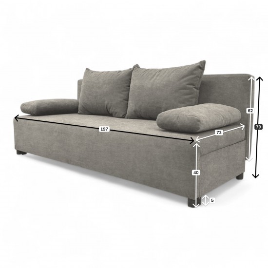 Double sofa bed bed without armrests Light gray