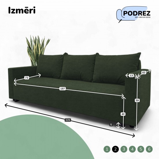 Classic sofa bed with linen box Turquoise green