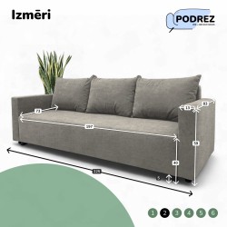 Klasisks dīvāns-gulta ar veļas kasti Gaiši pelēka