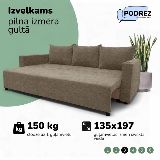 Classic sofa bed with linen box Beige