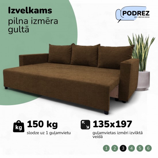 Classic sofa bed with linen box Brown