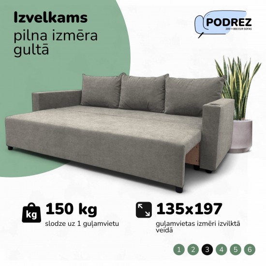 Classic sofa bed with linen box Light gray