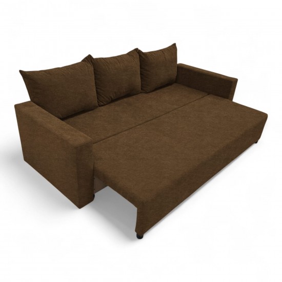 Classic sofa bed with linen box Brown