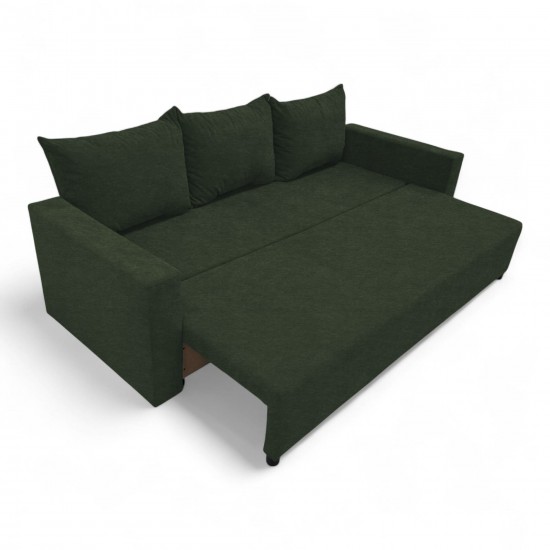 Classic sofa bed with linen box Turquoise green