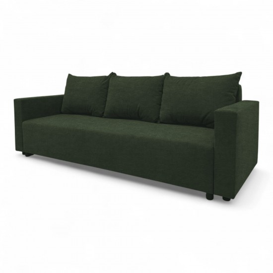 Classic sofa bed with linen box Turquoise green