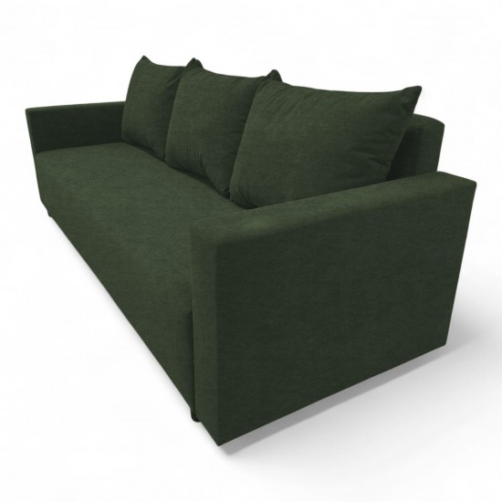Classic sofa bed with linen box Turquoise green