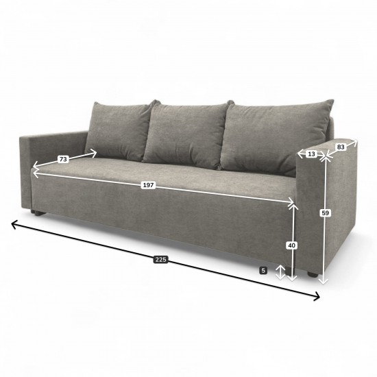 Classic sofa bed with linen box Light gray
