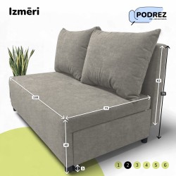 Divvietīgs izvelkams dīvāns ar veļas kasti Gaiši pelēka