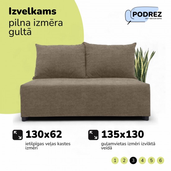 Two-seater sofa bed with storage box Beige