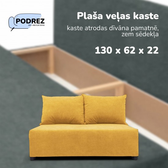 Two-seater sofa bed with storage box Yellow