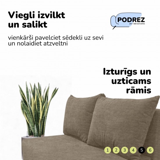 Two-seater sofa bed with storage box Beige