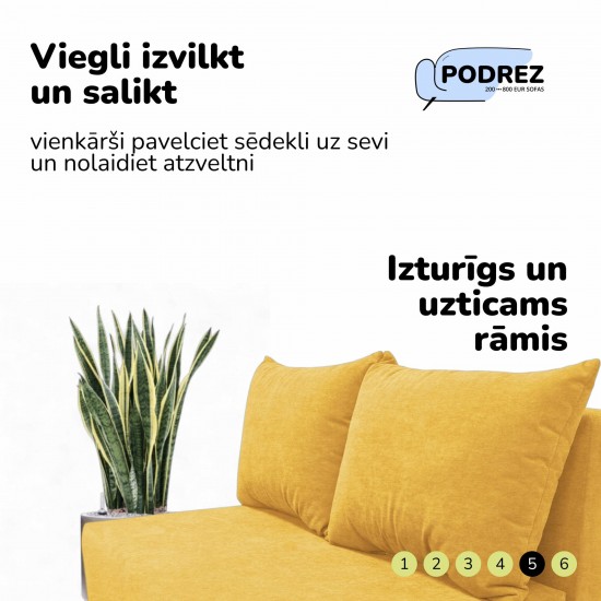 Two-seater sofa bed with storage box Yellow