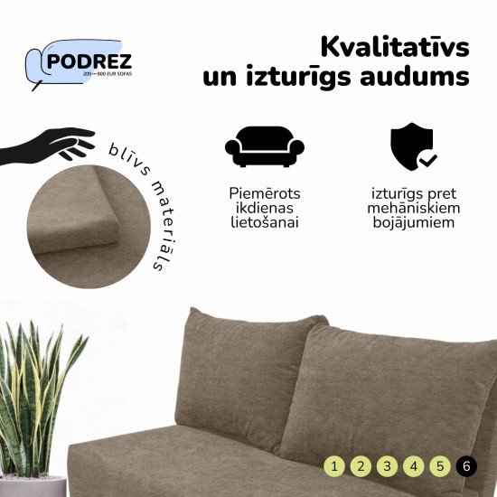 Two-seater sofa bed with storage box Beige