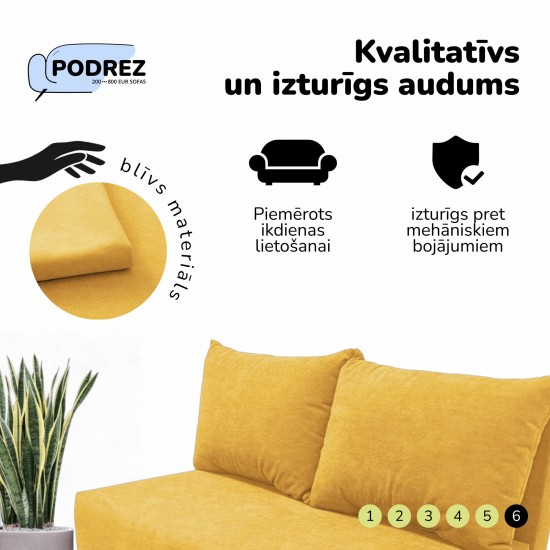 Two-seater sofa bed with storage box Yellow